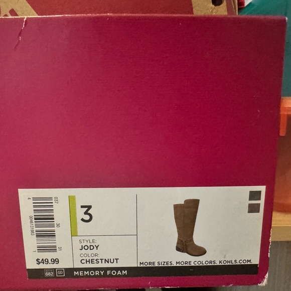 Girls Chestnut Riding Boots Memory Foam Size 3 - Picture 5 of 5